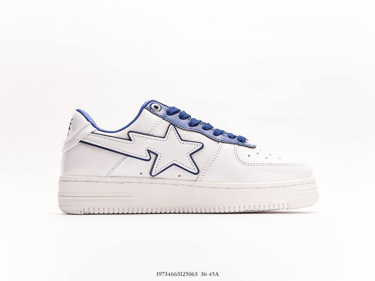 A Bathing Ape Bape Sta Patent Leather White Blue