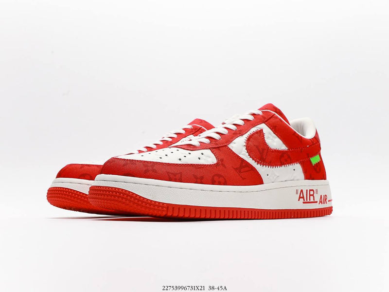 حذاء رياضي Louis Vuitton Nike Air Force 1 Low من Virgil Abloh باللون الأبيض والأحمر