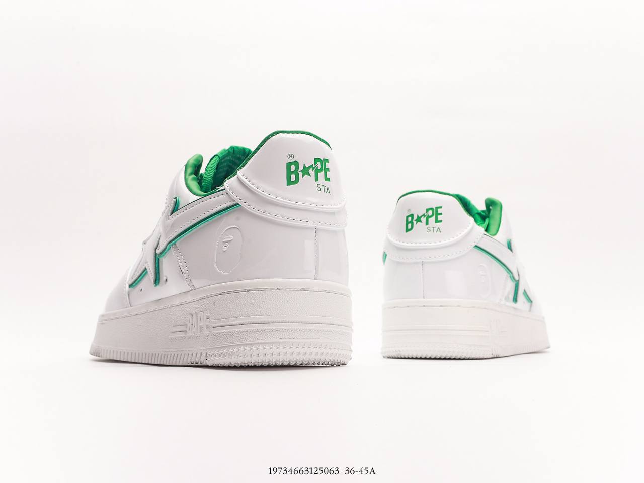 A Bathing Ape Bape Sta Low Patent Leather White Green