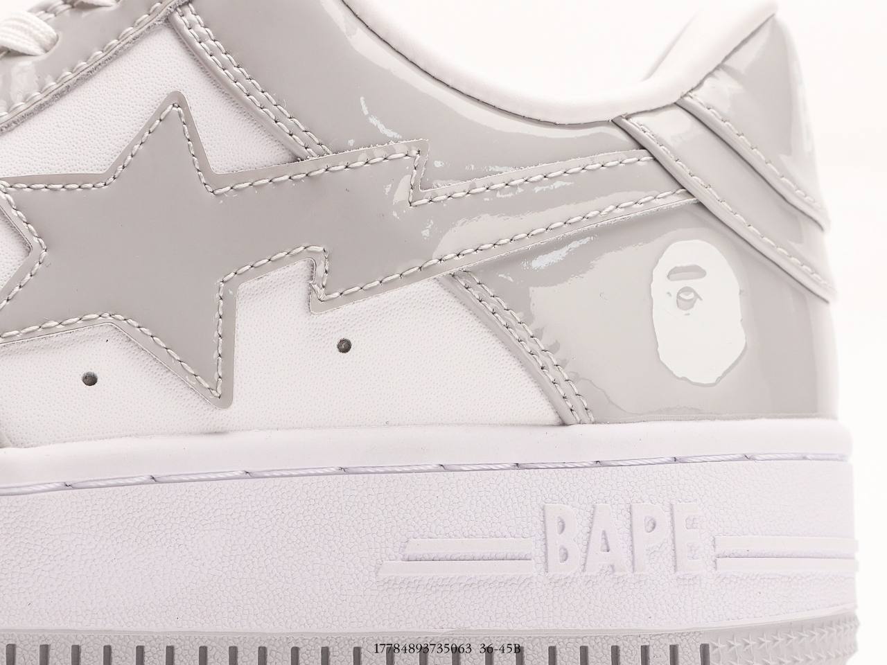 A Bathing Ape Bape Sta Low Patent Leather White Grey (2023)