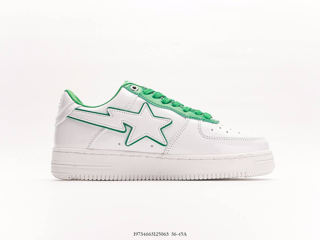 A Bathing Ape Bape Sta Low Patent Leather White Green