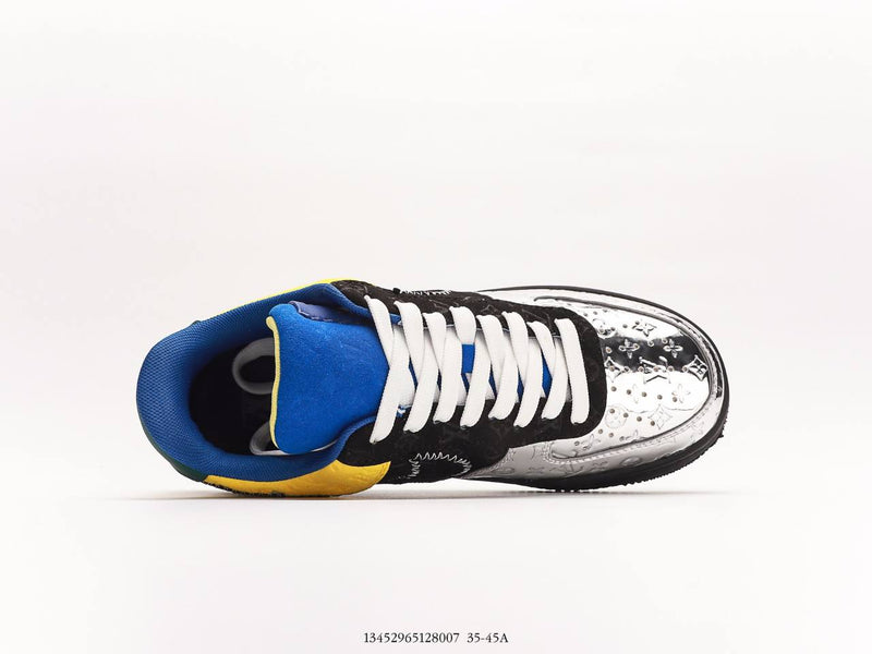 حذاء رياضي Louis Vuitton Nike Air Force 1 Low من Virgil Abloh باللون الأسود المعدني الفضي