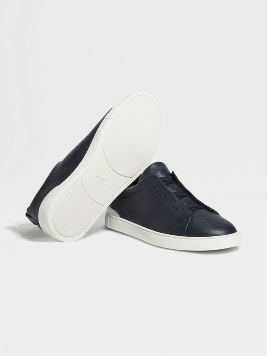 NAVY BLUE DEERSKIN TRIPLE STITCH™ SNEAKERS