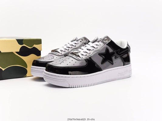 A Bathing Ape Bape Sta Patent Leather Black Grey