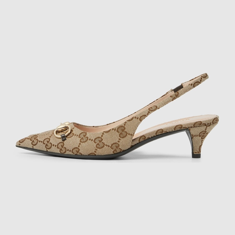 WOMEN'S GG CANVAS SLINGBACK PUMP