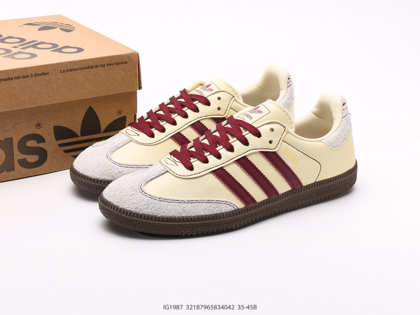 Adidas Samba OG Wonder White Maroon