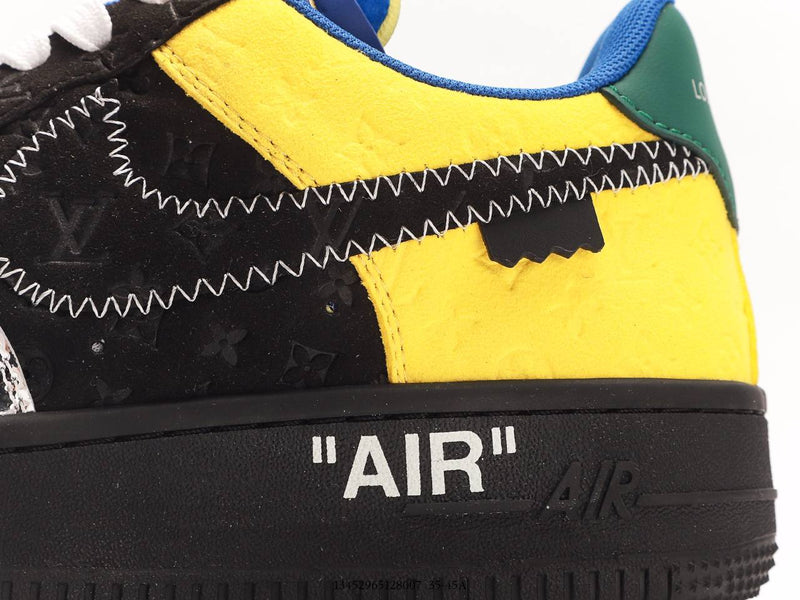 حذاء رياضي Louis Vuitton Nike Air Force 1 Low من Virgil Abloh باللون الأسود المعدني الفضي
