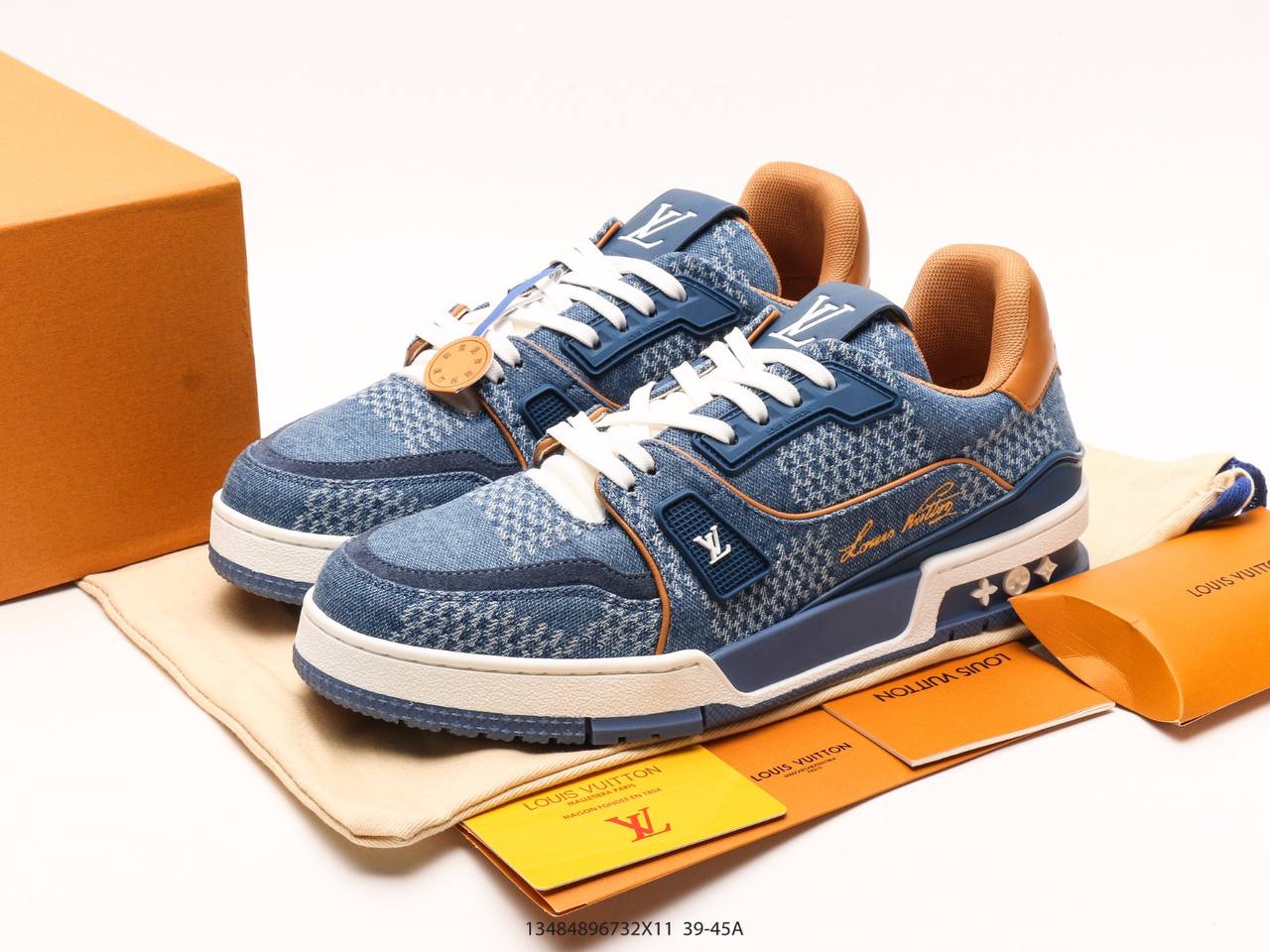 LV trainer  Blue Damier 3D Denim