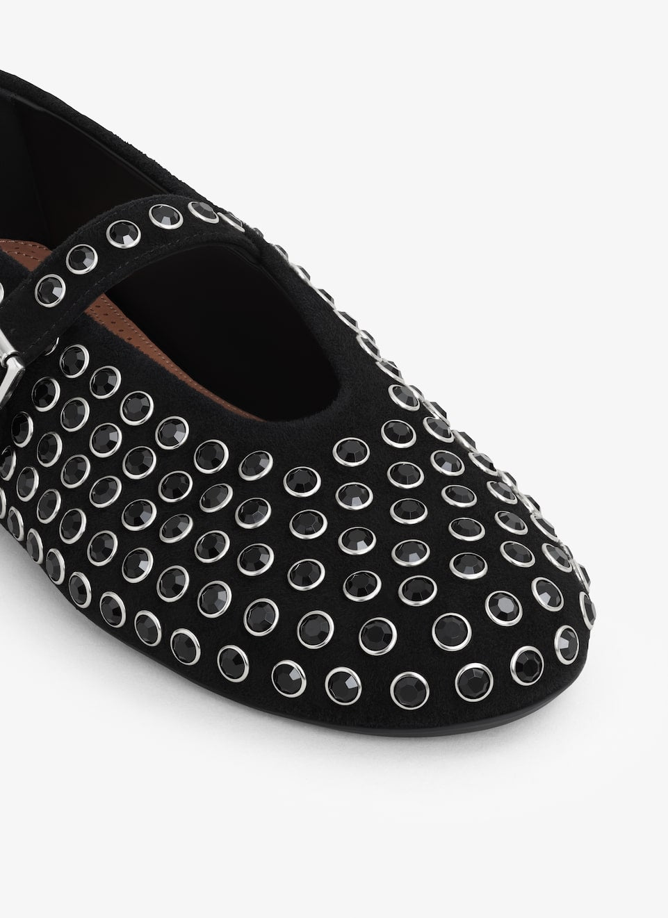 BALLET FLATS IN STRASS SUEDE GOATSKIN