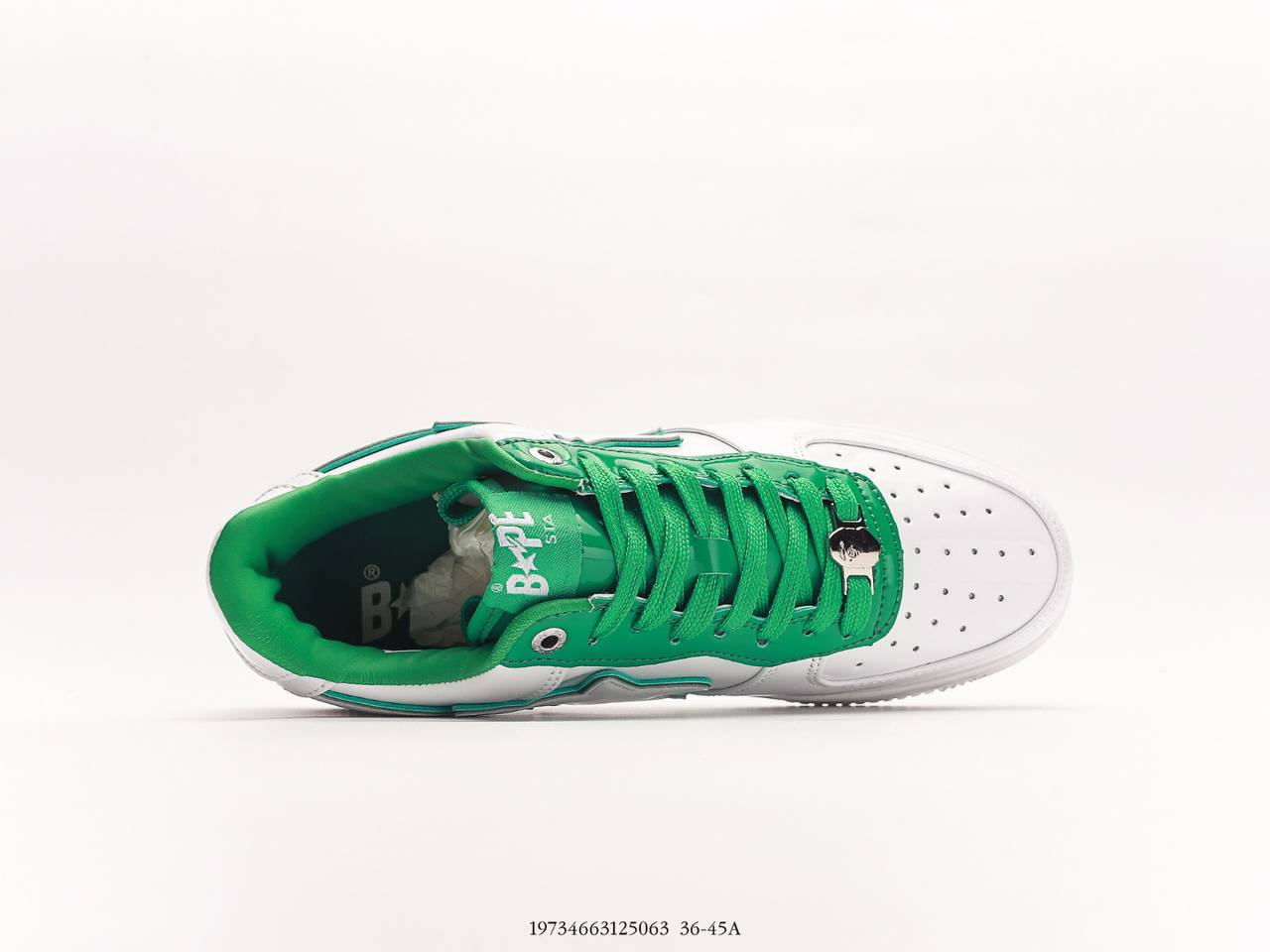 A Bathing Ape Bape Sta Low Patent Leather White Green