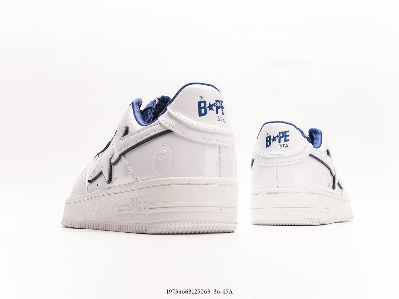 A Bathing Ape Bape Sta Patent Leather White Blue