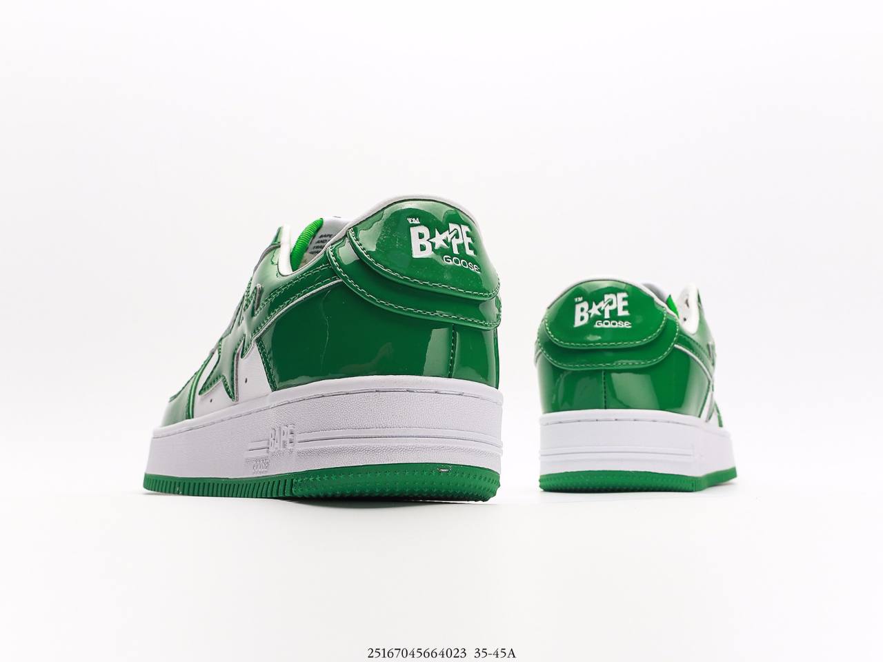 A Bathing Ape Bape Sta Low Patent Leather Green White