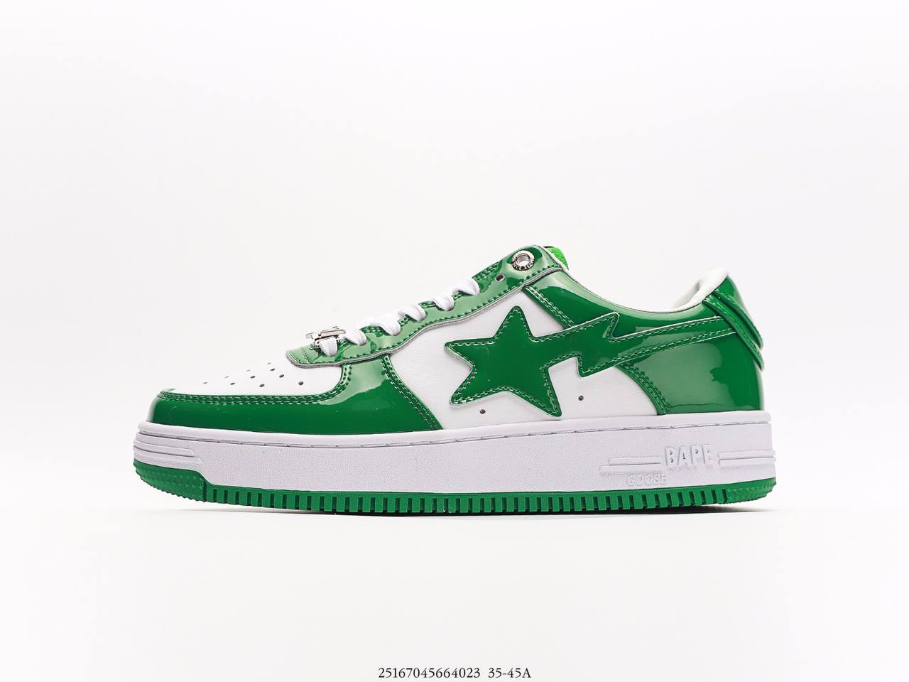 A Bathing Ape Bape Sta Low Patent Leather Green White