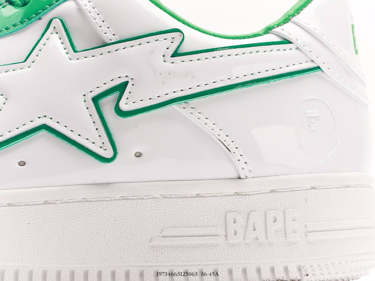 A Bathing Ape Bape Sta Low Patent Leather White Green