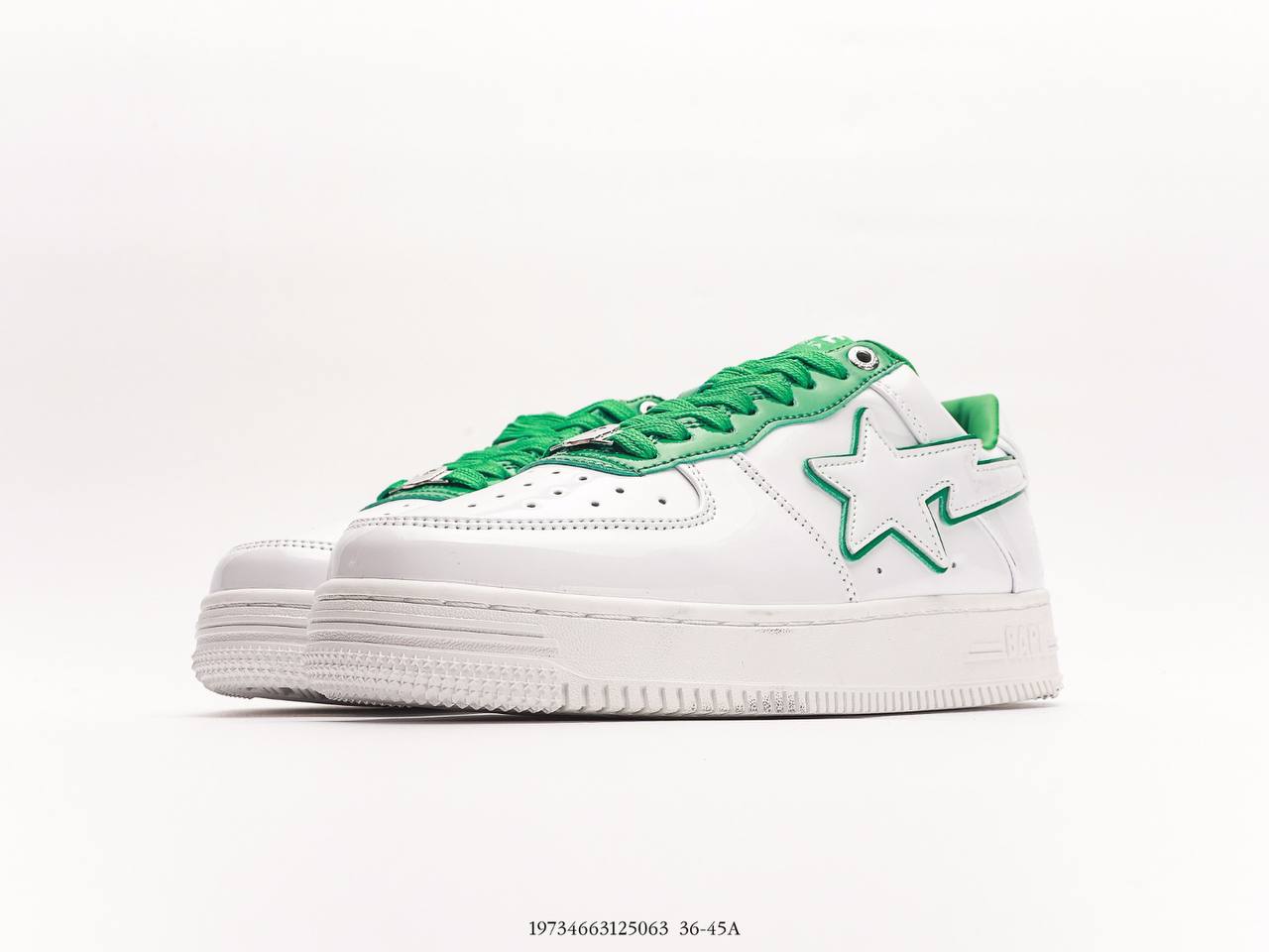 A Bathing Ape Bape Sta Low Patent Leather White Green