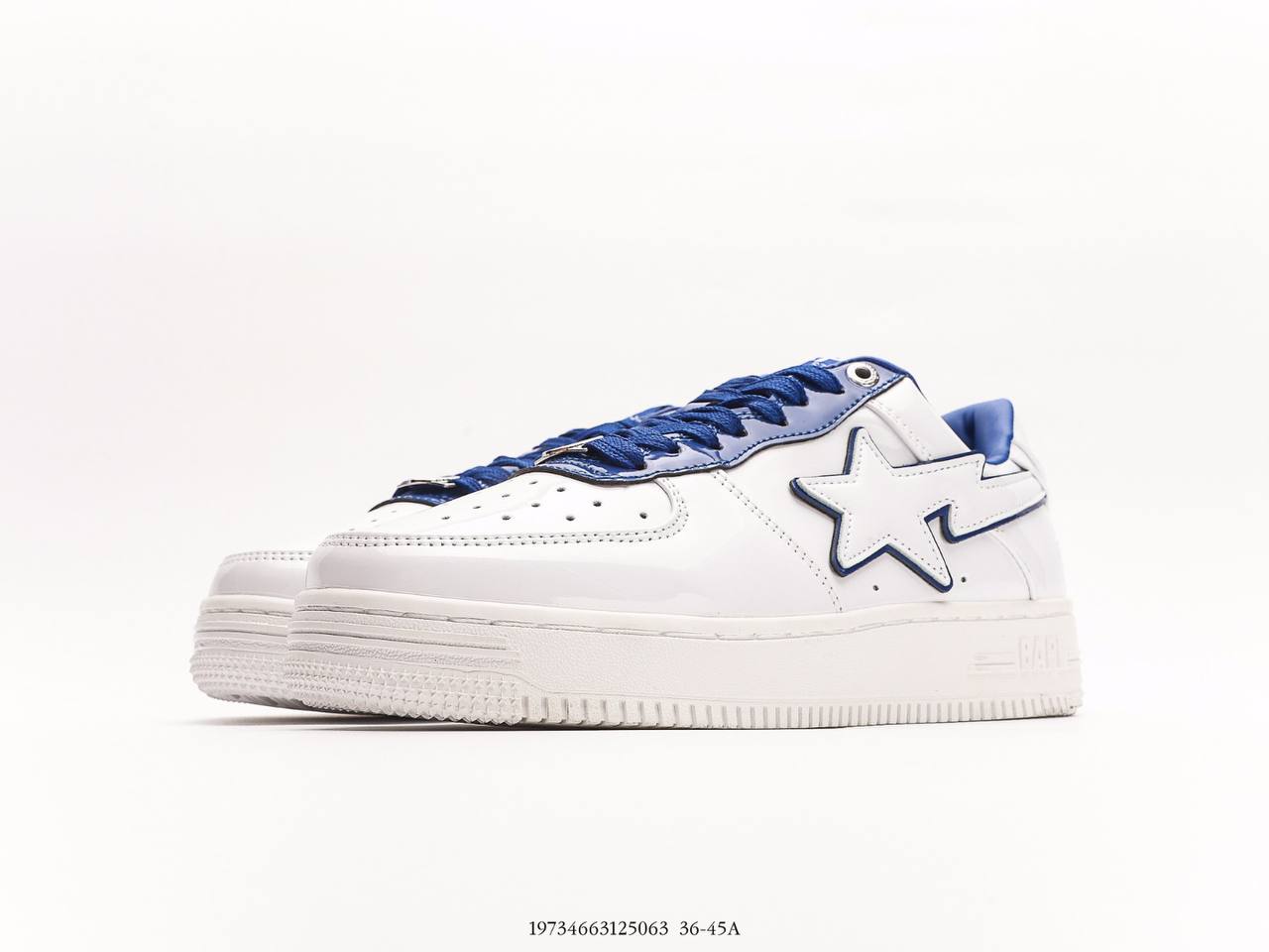 A Bathing Ape Bape Sta Patent Leather White Blue