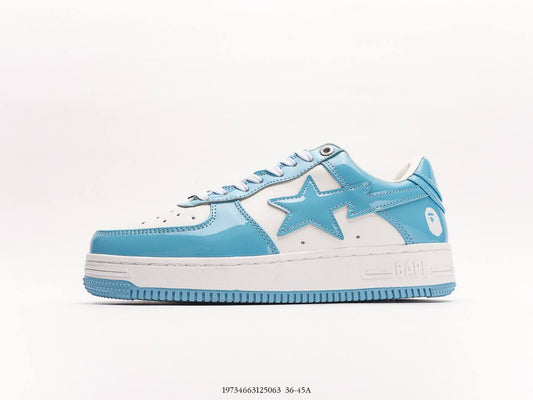 A Bathing Ape Bape Sta Low Patent Leather Blue White