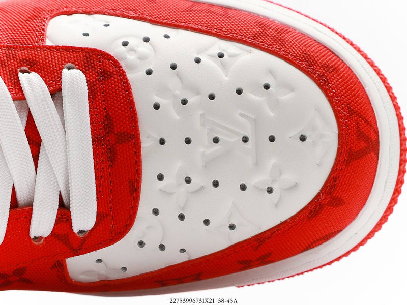 حذاء رياضي Louis Vuitton Nike Air Force 1 Low من Virgil Abloh باللون الأبيض والأحمر