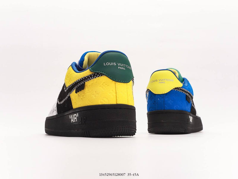 حذاء رياضي Louis Vuitton Nike Air Force 1 Low من Virgil Abloh باللون الأسود المعدني الفضي