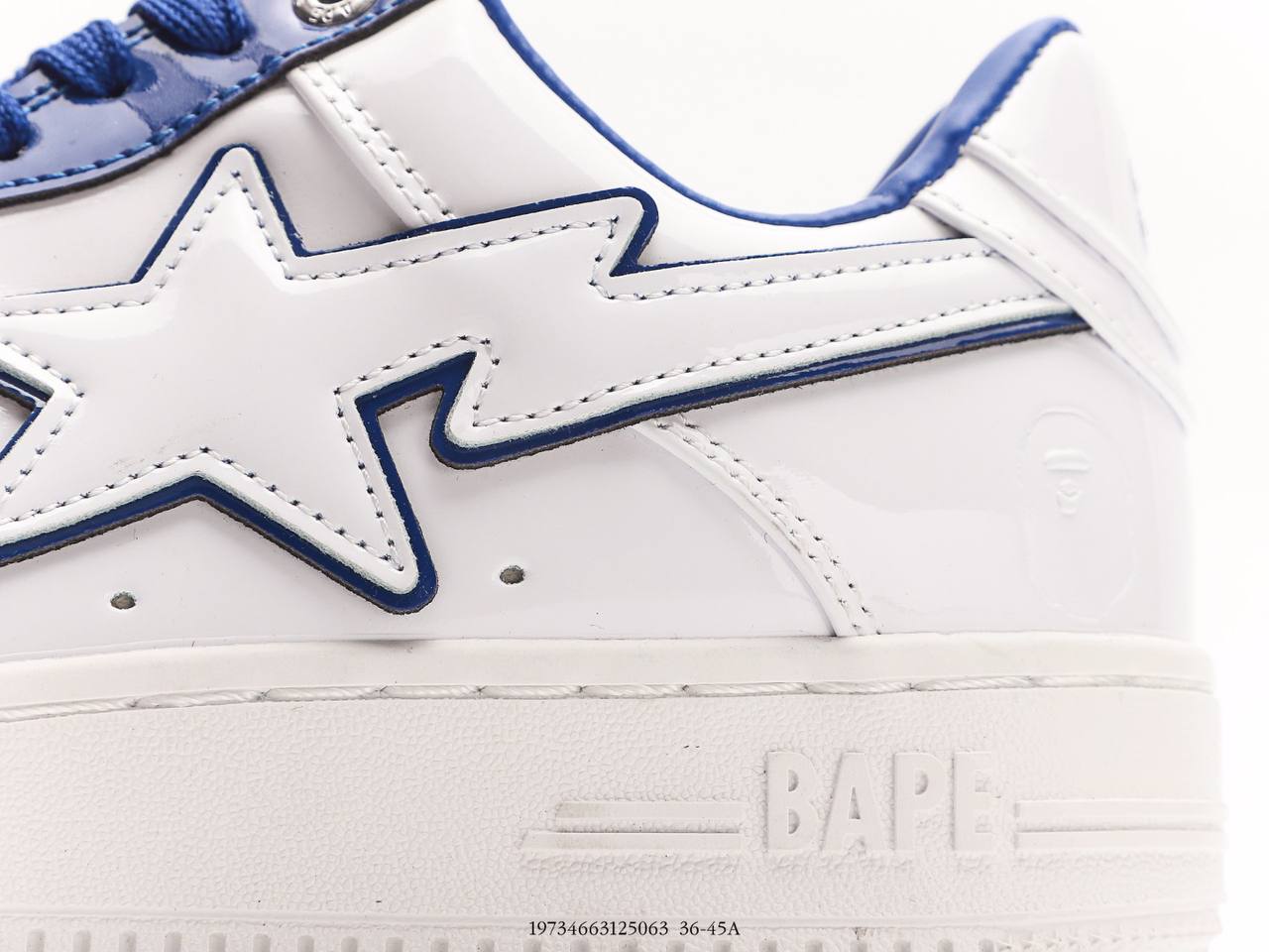 A Bathing Ape Bape Sta Patent Leather White Blue