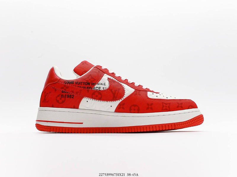 حذاء رياضي Louis Vuitton Nike Air Force 1 Low من Virgil Abloh باللون الأبيض والأحمر
