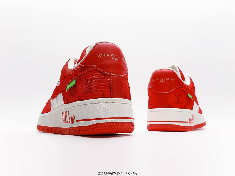 حذاء رياضي Louis Vuitton Nike Air Force 1 Low من Virgil Abloh باللون الأبيض والأحمر