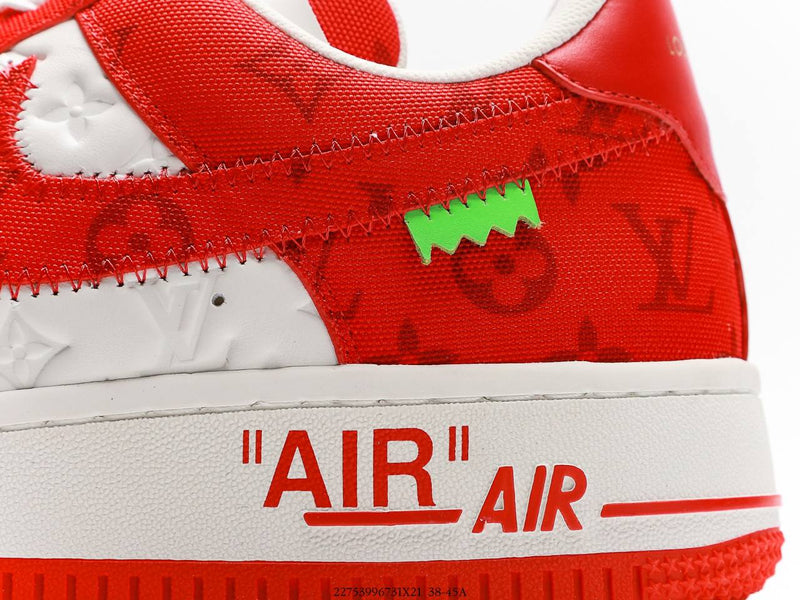 حذاء رياضي Louis Vuitton Nike Air Force 1 Low من Virgil Abloh باللون الأبيض والأحمر