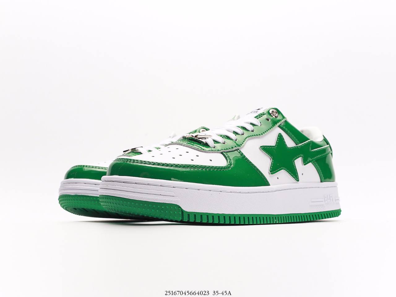 A Bathing Ape Bape Sta Low Patent Leather Green White