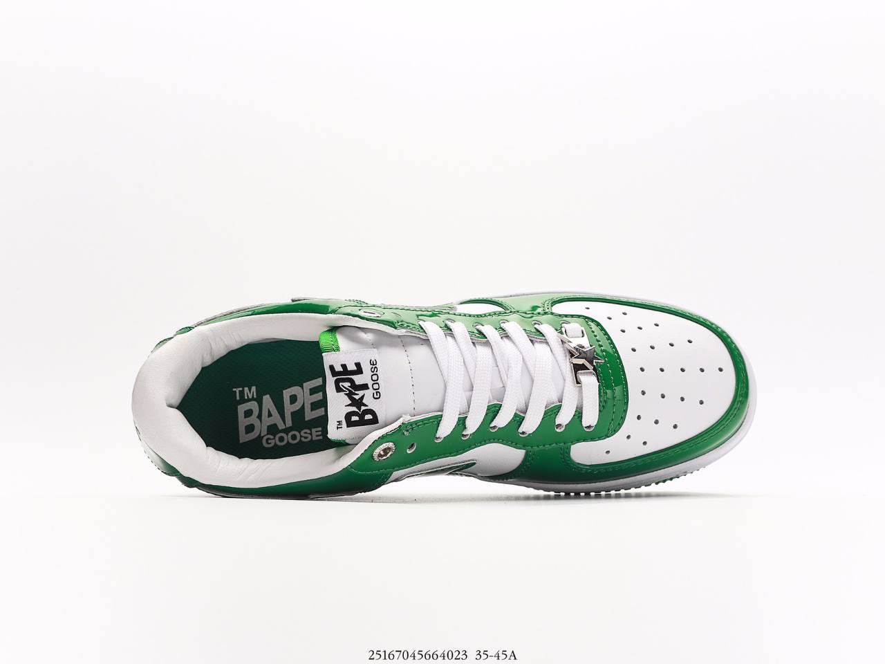 A Bathing Ape Bape Sta Low Patent Leather Green White