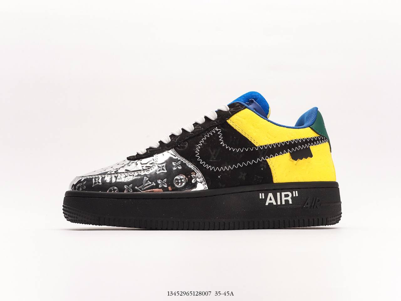 Louis Vuitton Nike Air Force 1 Low By Virgil Abloh Black Metallic Silver