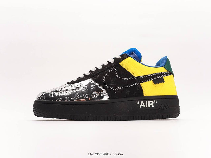 حذاء رياضي Louis Vuitton Nike Air Force 1 Low من Virgil Abloh باللون الأسود المعدني الفضي