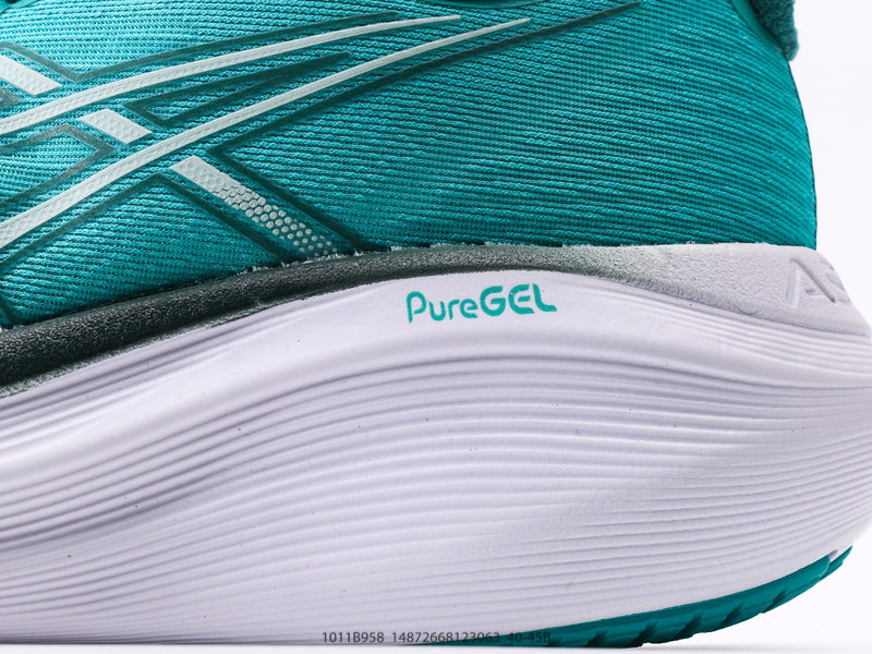 حذاء ASICS Gel-Nimbus 27 من ASICS GEL-NWAVE باللون الأزرق المخضر/الأخضر الساكسوني، متوفر الآن