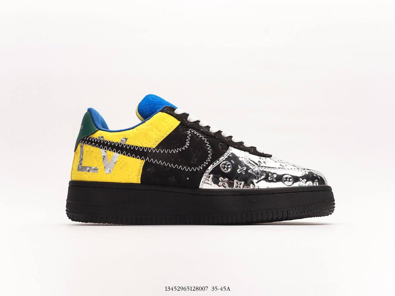 حذاء رياضي Louis Vuitton Nike Air Force 1 Low من Virgil Abloh باللون الأسود المعدني الفضي