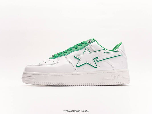 A Bathing Ape Bape Sta Low Patent Leather White Green