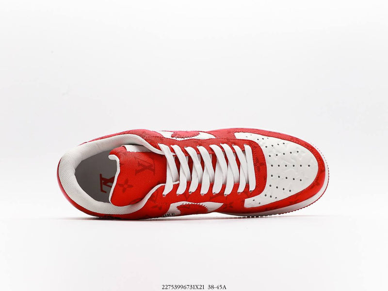 حذاء رياضي Louis Vuitton Nike Air Force 1 Low من Virgil Abloh باللون الأبيض والأحمر
