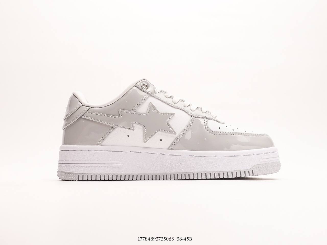 A Bathing Ape Bape Sta Low Patent Leather White Grey (2023)